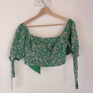 Green Floral Top